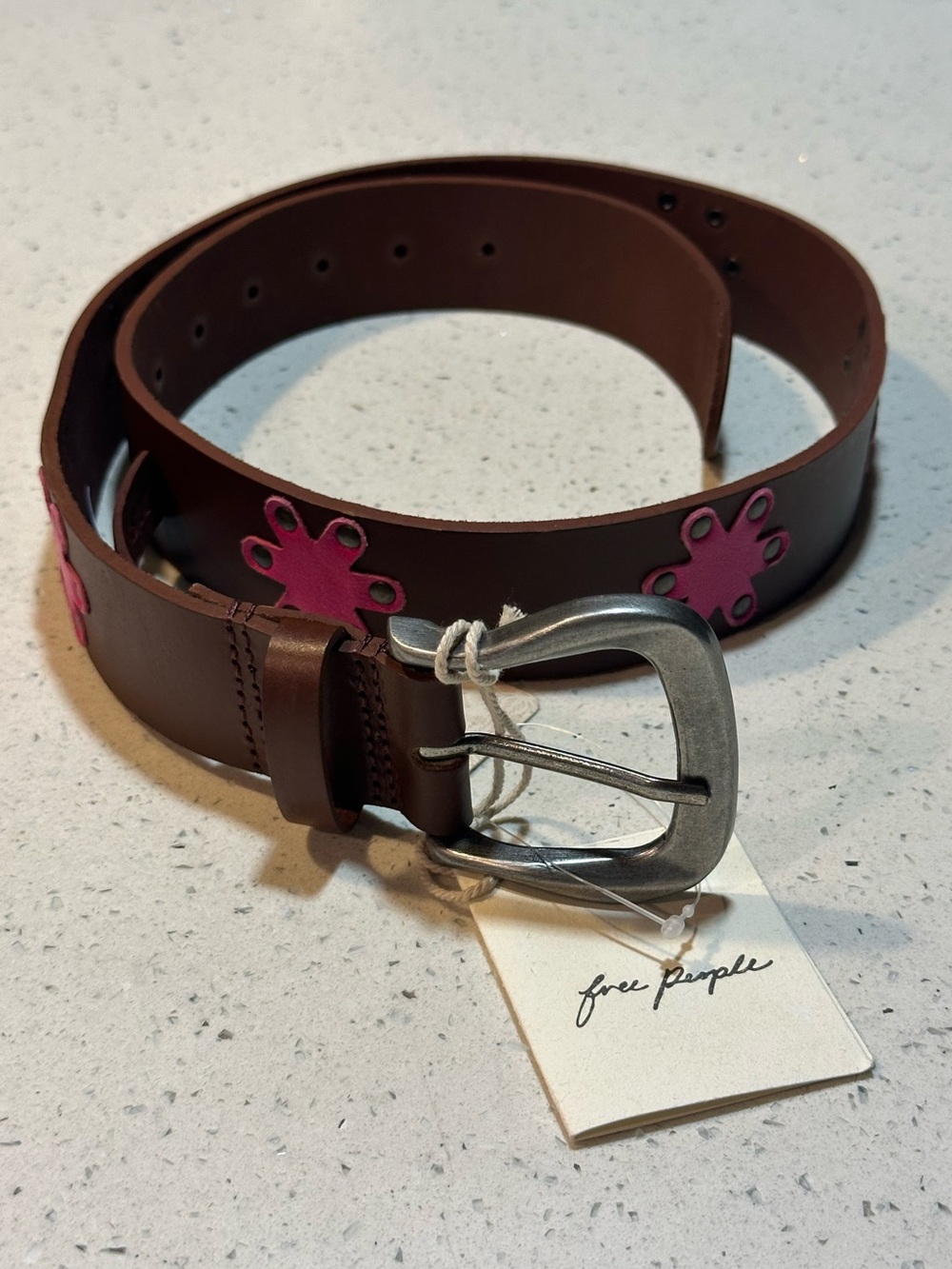 New! Free People / Leather flower power studded belt New With Tag and Flawless